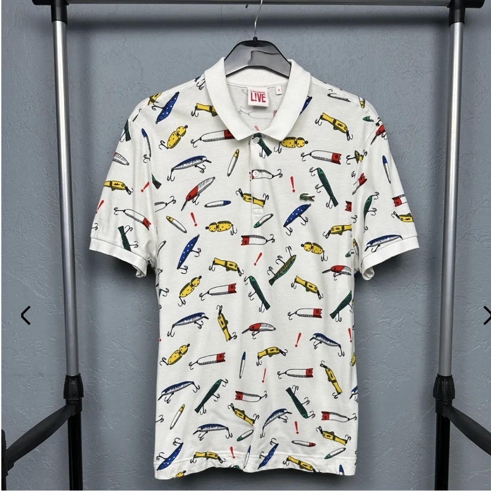 Lacoste L!VE Russell Westbrook Viral Game 1 Fishing Lure Pique Polo Shirt Size M - Picture 3 of 9